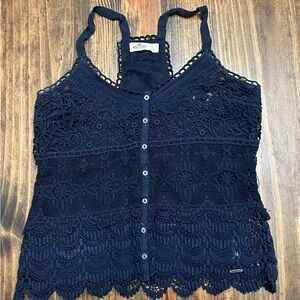 Hollister Women's Navy Lace Top size small